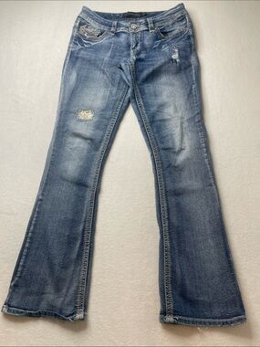 TWENTYONE BLACK BY RUE 21 Women’s Distressed Bootcut Jeans — Blue SIZE 7/8 R